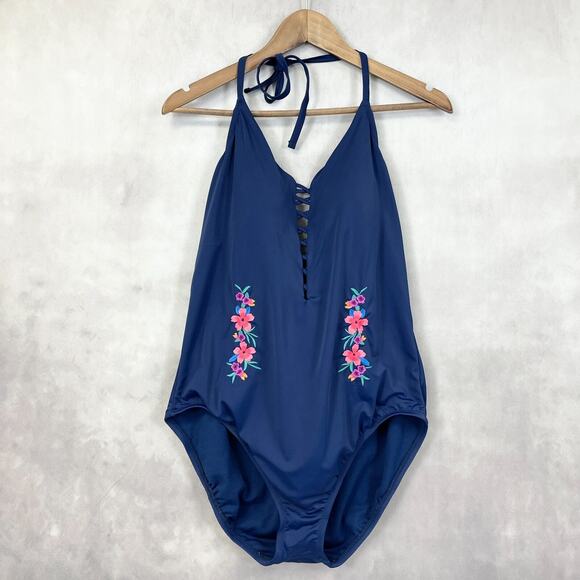Time and Tru Other - Time and Tru Womens Swimsuit Size XLarge One Piece Embroidered Floral Beach Boho